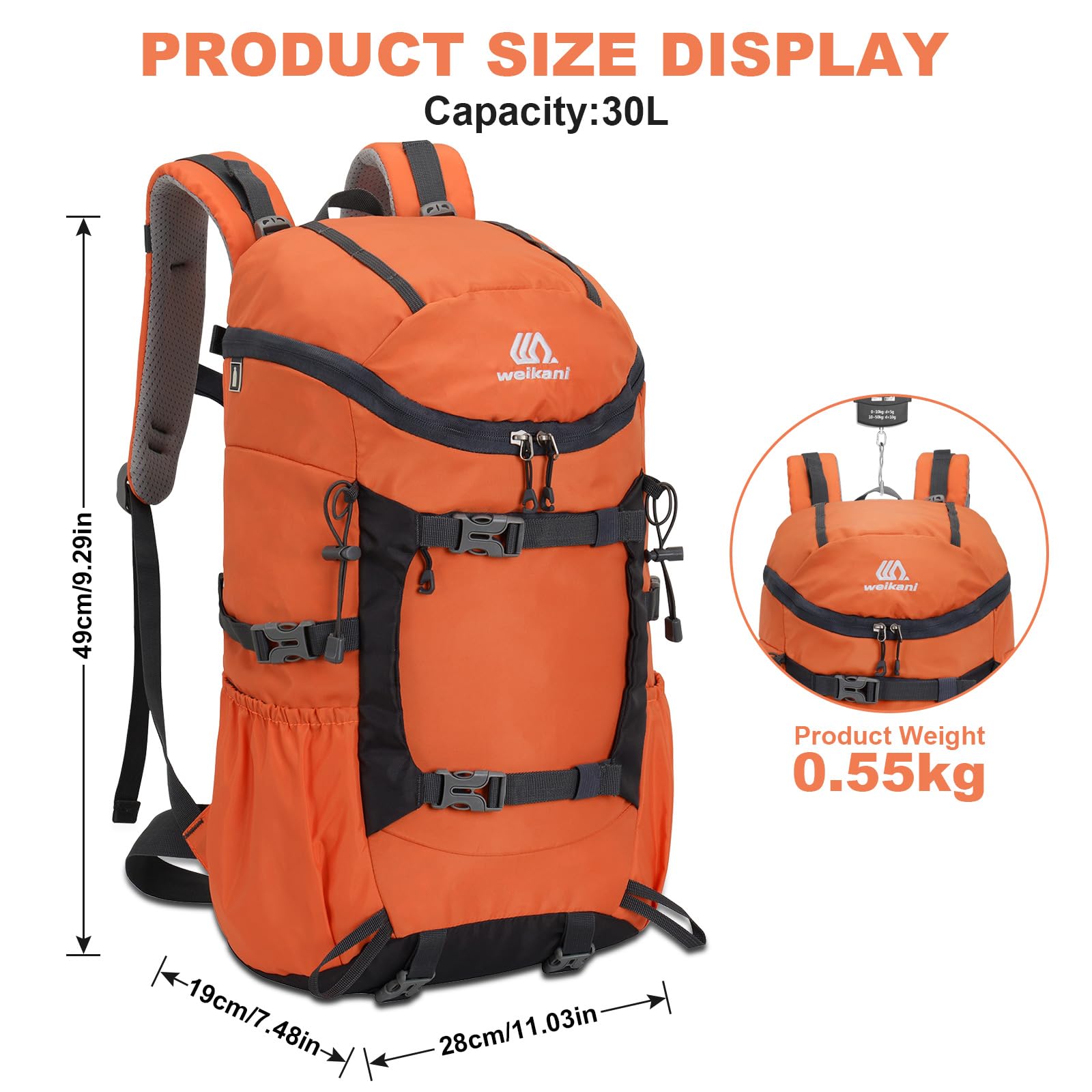 jianyana Hiking Backpack Waterproof 30L Foldable Rucksack Lightweight Camping Bag skiing climb mountains Camping Trekking Hiking Walking Cycling Climbing Outdoor Sports for Women Men