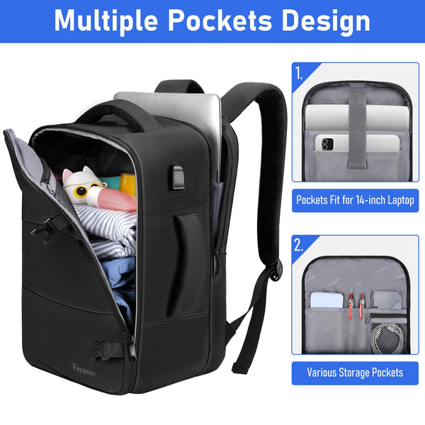 Taygeer Easyjet Cabin Bag 45x36x20 Underseat, Travel Backpack Women, Carry On Backpacks for Airplane, Luggage Rucksack for Plane, Hand Luggage Bag, Laptop Rucksack with Separate Shoe Pouch, Pink