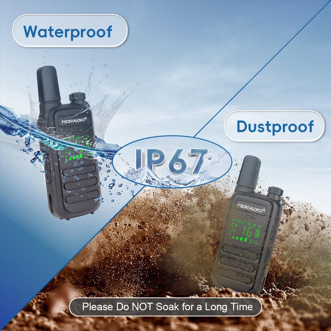 Walkie Talkies Waterproof IP67, TDRADIO TD-M11 PMR 446 Radio, Walkie Talkies for Adults Long Range with Wireless Programming,Frequency Copy,VOX,USB Charging, 2 Way Radio for Outdoor Activities-2 Pack