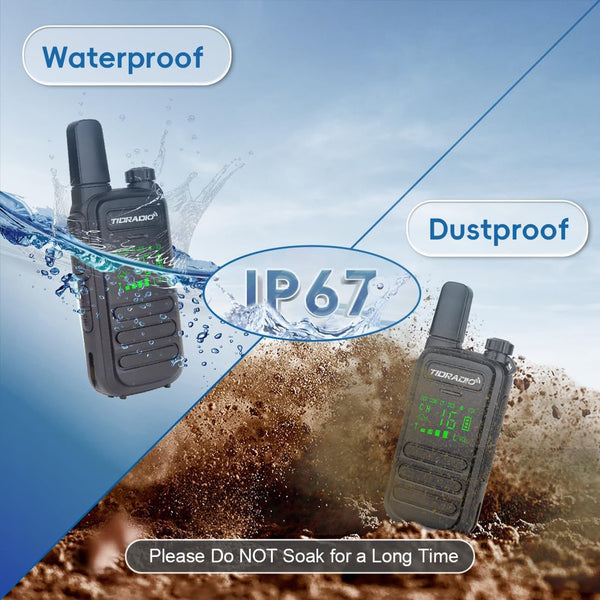 Walkie Talkies Waterproof IP67, TDRADIO TD-M11 PMR 446 Radio, Walkie Talkies for Adults Long Range with Wireless Programming,Frequency Copy,VOX,USB Charging, 2 Way Radio for Outdoor Activities-2 Pack