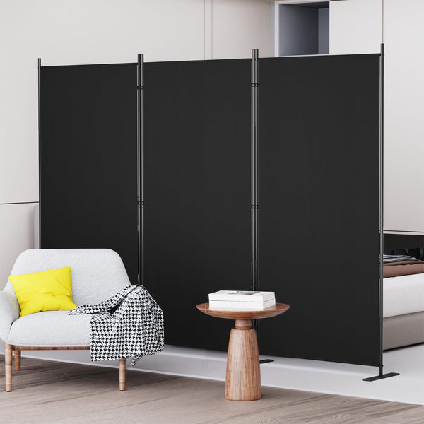 C-Hopetree 6 Panels Room Divider, 180cm Tall Indoor Folding Privacy Screen, Portable Partition Separator, Freestanding Separation Temporary Wall for Office, Bedroom, 304cm W X 180cm H, Black