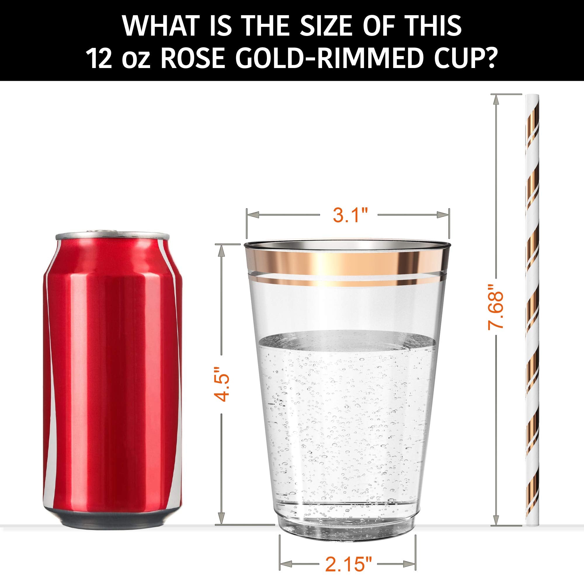 DLux 175 Pieces Rose Gold Plastic Dinnerware Set for 25 Guests, (25 Forks, Knives, Spoons, Cups, Straws, Salad & Dinner Plates) for Wedding and Party,