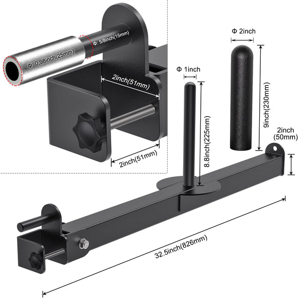 Kipika Belt Squat Lever Arm Attachment for 2" x 2" Square Tube Power Cages with 1'' Hole - Landmine Attachment for Strength Training - Compatible with