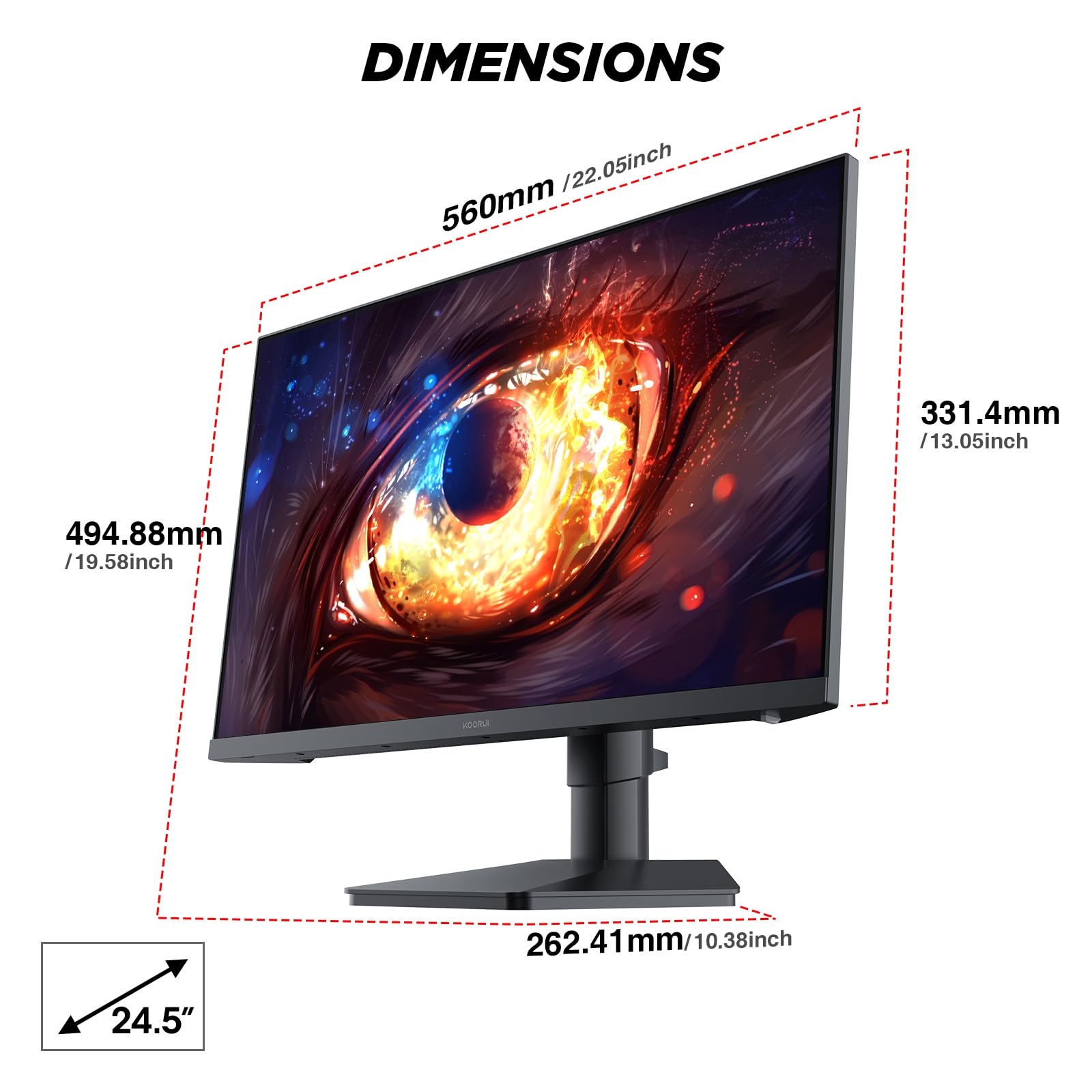 KOORUI 32 inch Curved Gaming Monitor,1440p(2560x1440),170Hz.1ms, 2K, QHD,VA 1500R, HDR10,Adaptive Sync, VESA & Eye Care Ultra-Thin Support DP/HDMI
