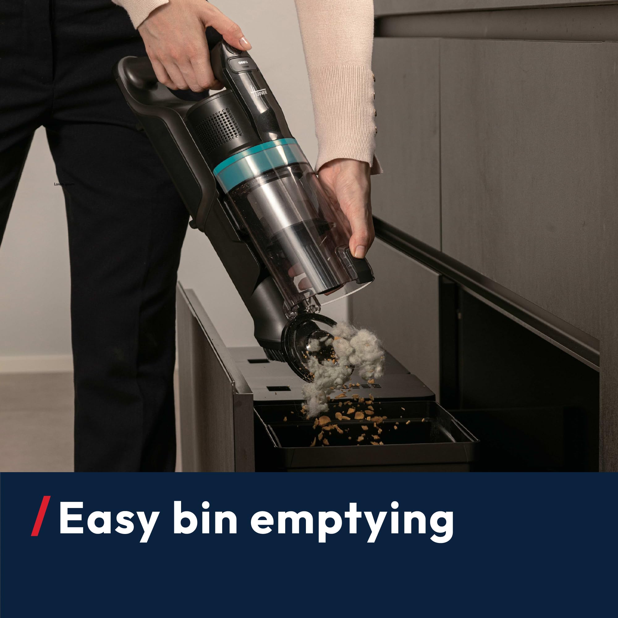 Hoover HF1 Plus Cordless Stick Vacuum Cleaner with Turbo Suction Mode, Up to 45 Min Runtime, Rechargable, Multi-Floor Nozzle, Anti Hair Wrap, Handheld Capability, 165w [HF1PZ10H]