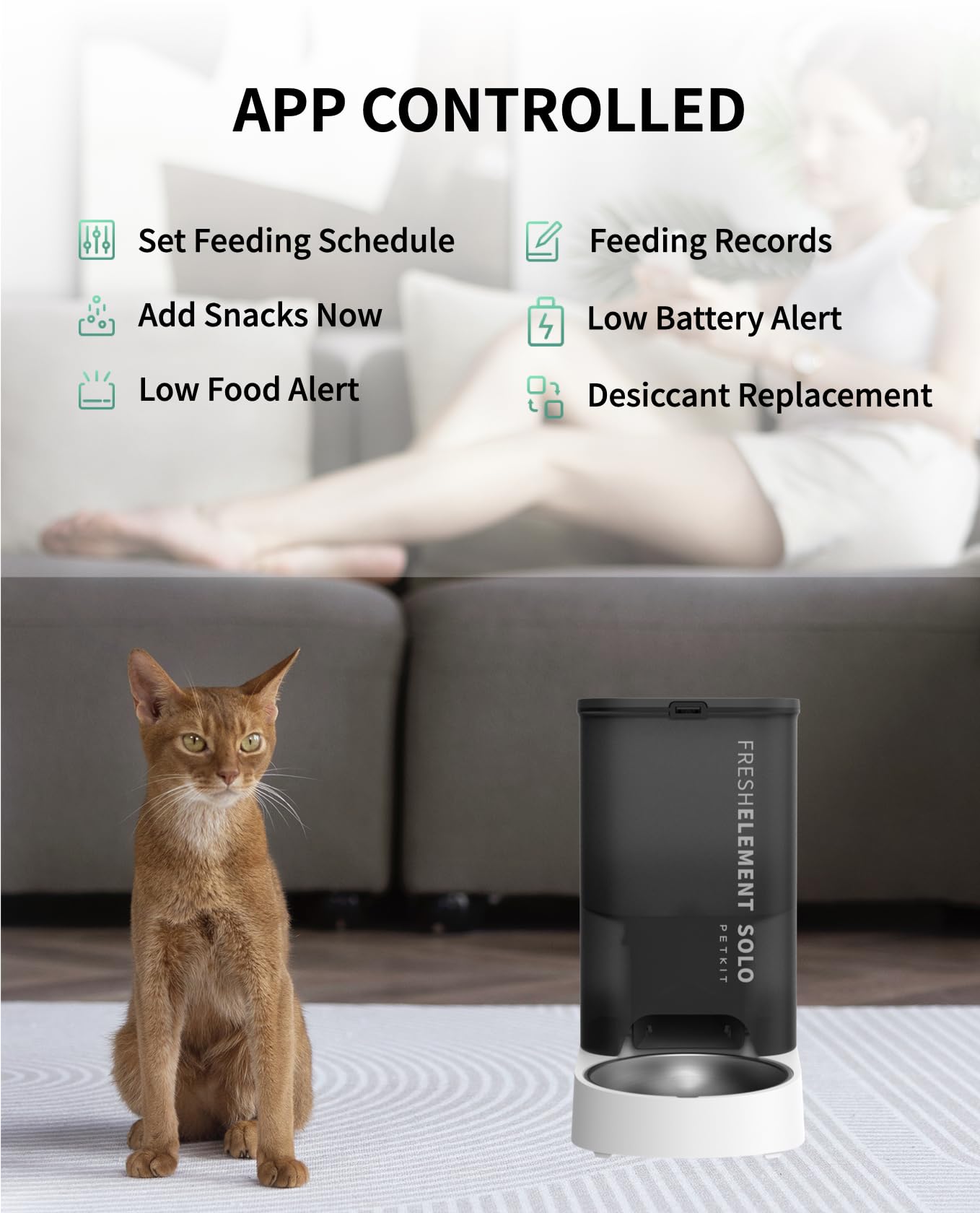 PETKIT Automatic Cat Feeder, 2.4GHz Auto Cat Feeder with App Control 3L, Low Food & Blockage Sensor, 304 Stainless Steel Bowl, Fresh Lock Technology,1-30 Meals/Day Anti-Clog Pet Feeder