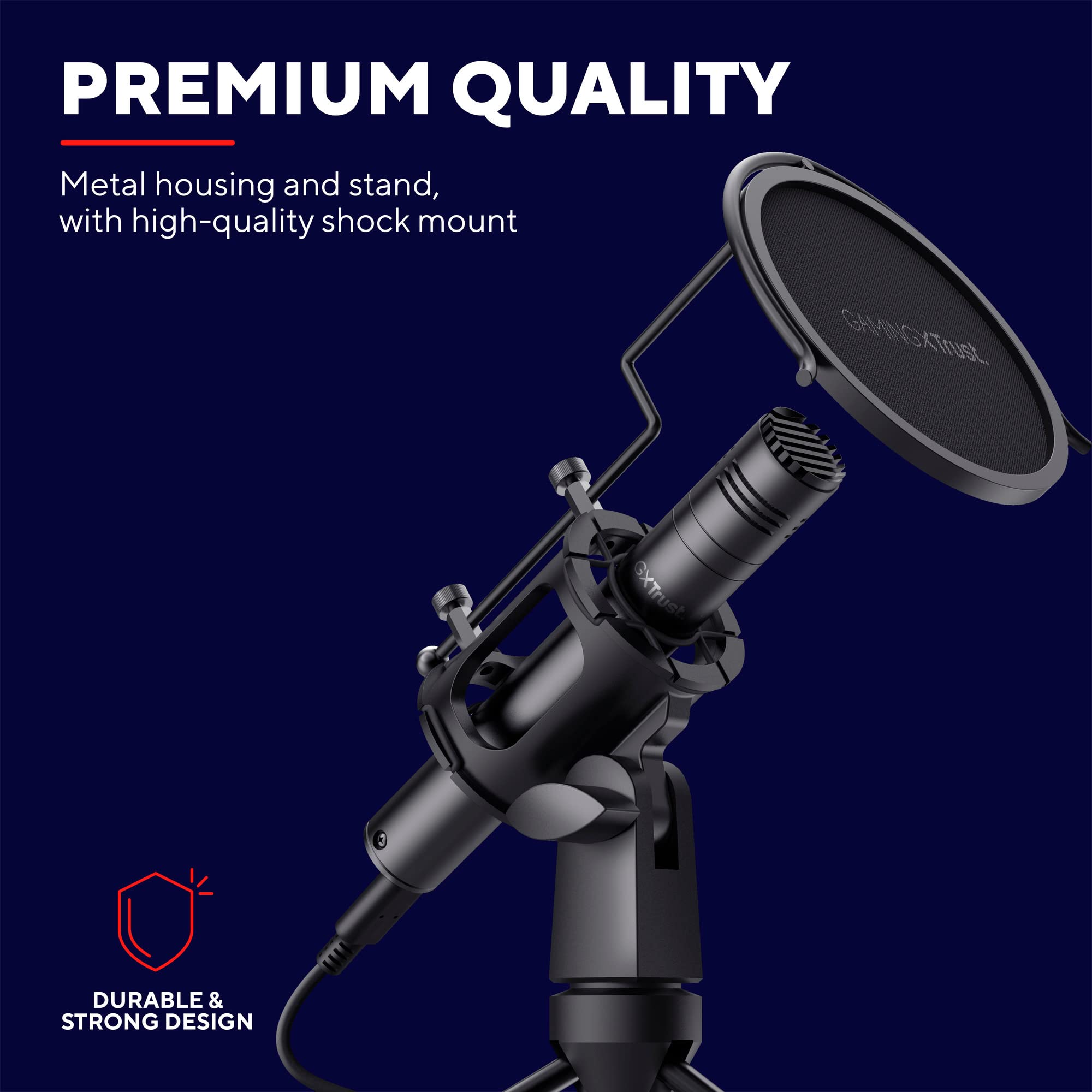 Trust Gaming GXT 236 Yami USB Condenser Streaming Microphone for Podcast, Twitch, Discord, ASMR, Youtube, Playstation 5, Gaming Mic with Cardioid Recording Pattern, Mute Button, RGB Light - Black