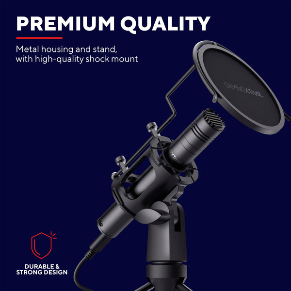 Trust Gaming GXT 236 Yami USB Condenser Streaming Microphone for Podcast, Twitch, Discord, ASMR, Youtube, Playstation 5, Gaming Mic with Cardioid Recording Pattern, Mute Button, RGB Light - Black