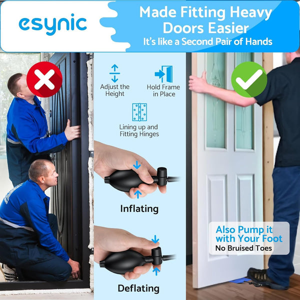 eSynic 3Pack Air Wedge Pump up Bag Inflatable Wedge Winbags Smooth TPU Air Bags for Lifting Door Air Wedge Door Lifter Pump Load-Bearing 297 Pounds/134KG with 4 Plastic Wedges-Blue