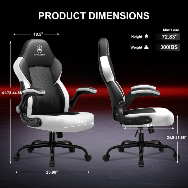 GTPLAYER Ergonomic Racing Computer Chair - Height Adjustable, 360° Swivel, Executive Office Desk Chair (White)
