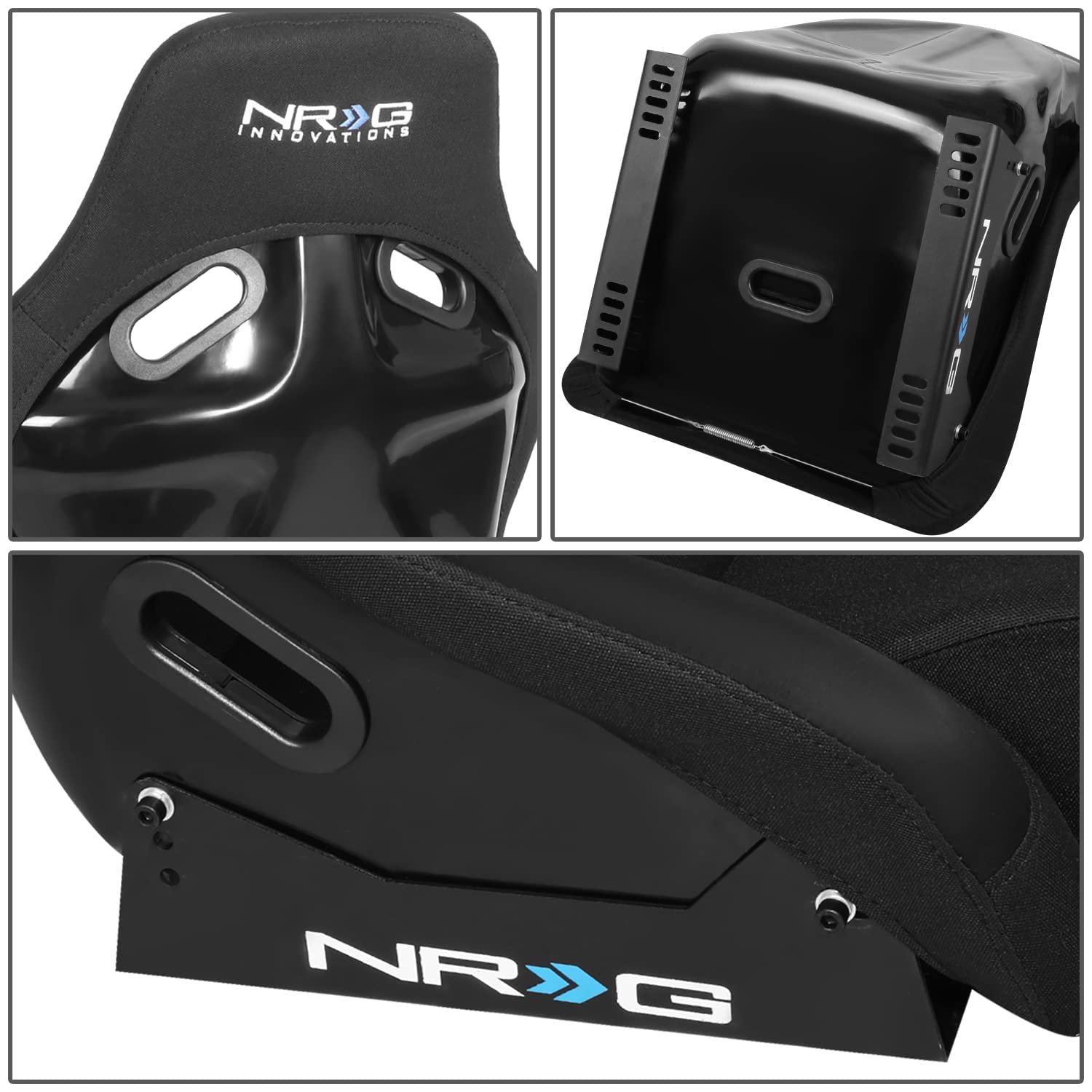 NRG Innovations Fixed Back Sport Bucket Seat - FRP Fiber Glass - Large - Part # FRP-300 Black