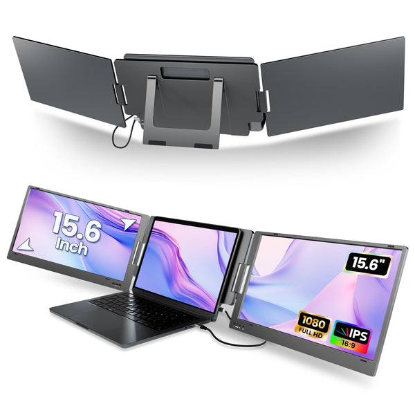 KPKUE 15.6" Laptop Screen Extender Monitor, 1080P FHD IPS Dual Portable Monitor for Laptop, Compatible with 12" -16" Laptops, Plug and Play (Windows only) X90E