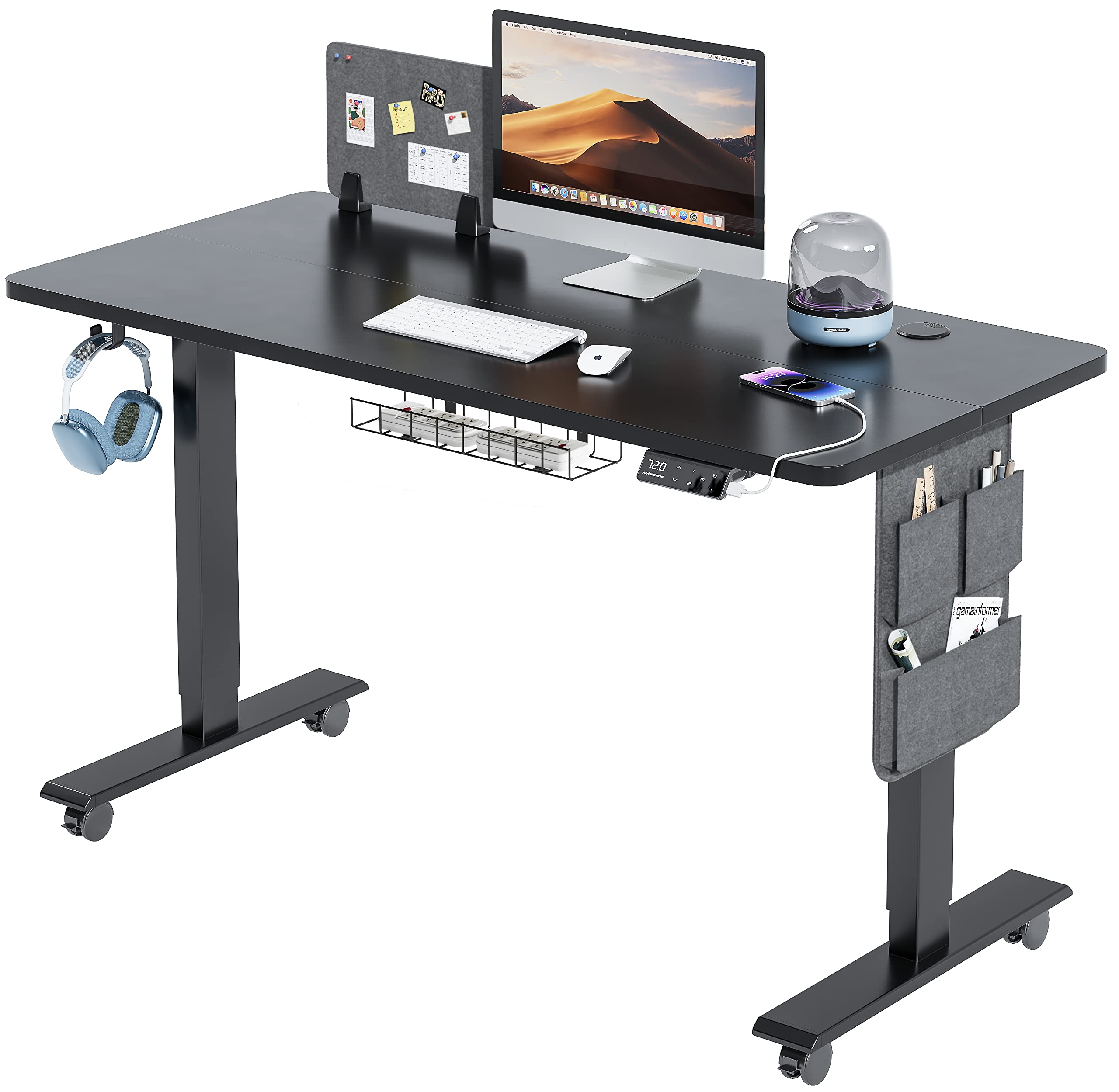 MAIDeSITe Height Adjustable Standing Desk Electric Standing Desk Sit Stand Desk Stand Up Desk with Cable Tray 120 * 60cm Desktop for Home Office