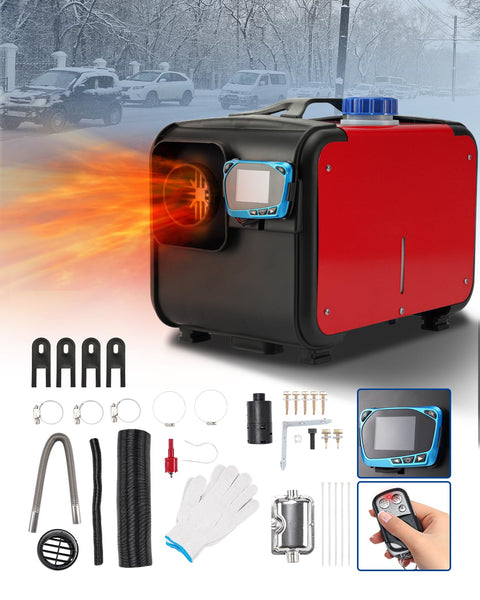ShockFlo 12V 5KW Diesel Air Heater, All in One Parking Heater Kit with Remote Control, Silencer and LCD Display, Fast Heating, for RV Truck, Motorhomes, Boat, Bus, Car Trailer, Caravans
