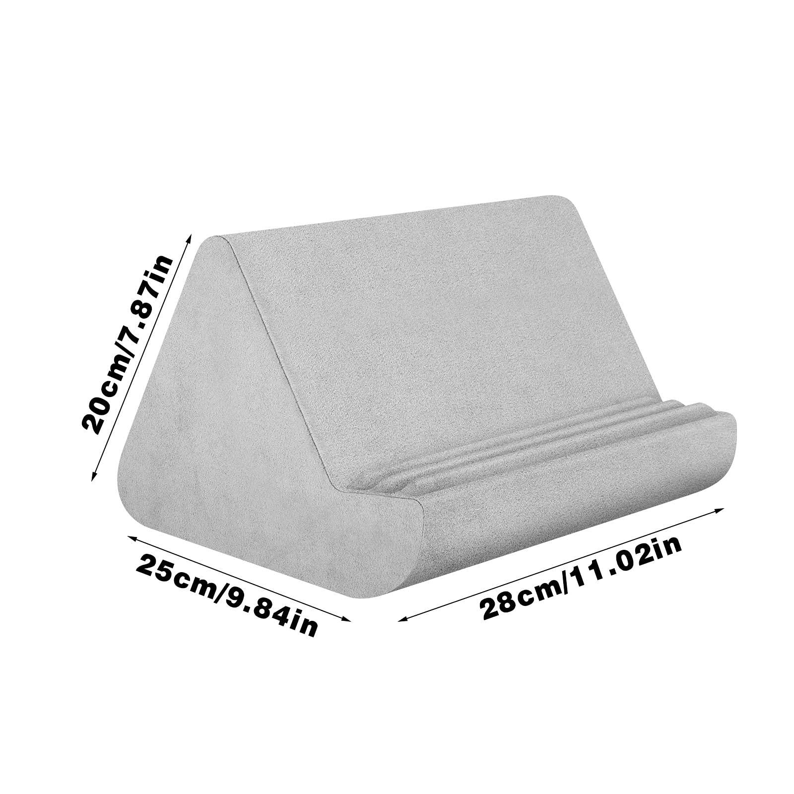 Soft Tablet Stand Pillow with Pocket,Tablet Cushion Stand,Adjustable 3 Viewing Angle,Lazy Holder Stand for Bed Sofa,Compatible with iPads Tablets eReaders Smartphones Books Magazines（Grey）…