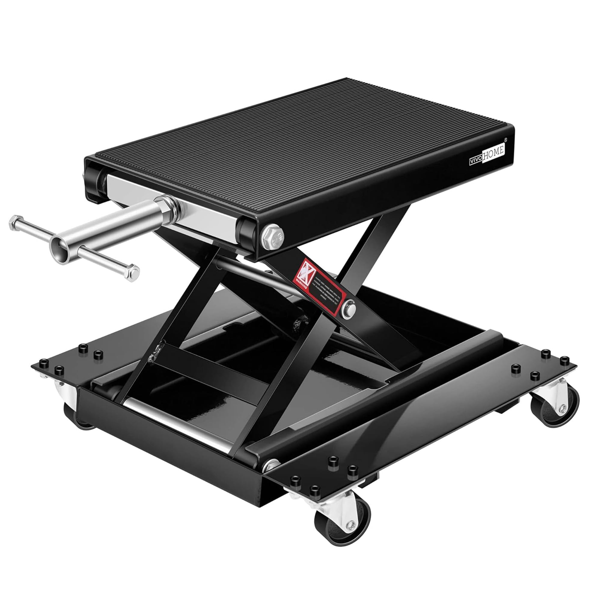 VIVOHOME Motorcycle Scissor Lift Jack Height Adjustable Heavy Duty Steel with Anti Slip Wide Deck Hoist Crank Center Stand 500KG Capacity for Motorcycles, ATVs, Dirt Bikes