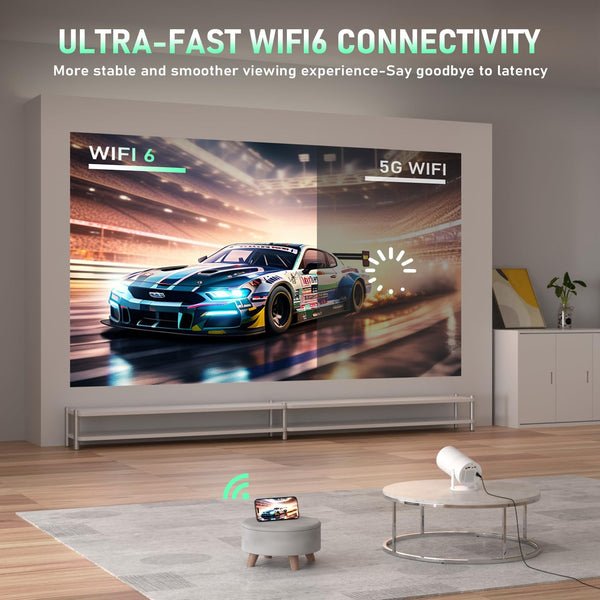 [Official Netflix Certified & Auto Focus] Smart Projector 4K Support, XuanPad Mini Projector for Bedroom, 800 ANSI, Auto Keystone, 3D Stereo Sound WiFi Bluetooth Projector with 360°Adjustable Stand