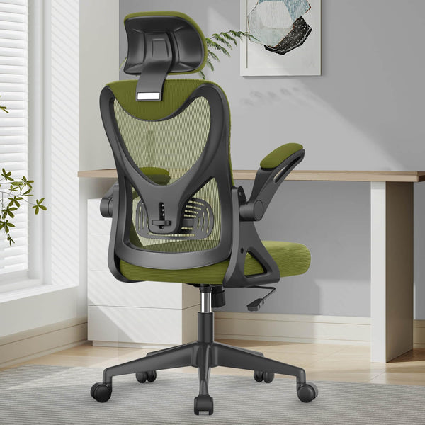 Office Chair - Ergonomic Desk Chair with Lumbar Support Headrest Adjustable, Padded Flip-up Armrests Comfy Seat Cushion High Back Executive Manager Chair For Home Office