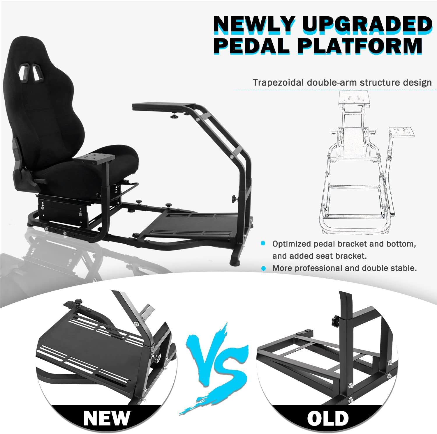 Anman Racing Simulator Cockpit Height Adjustable Racing Wheel Frame Gaming Compatible with Logitech G25, G27, G29, G920 Gaming Cockpit G25/G27/G29/G920 Wheel Handbrake Shifter and Pedals Not Included