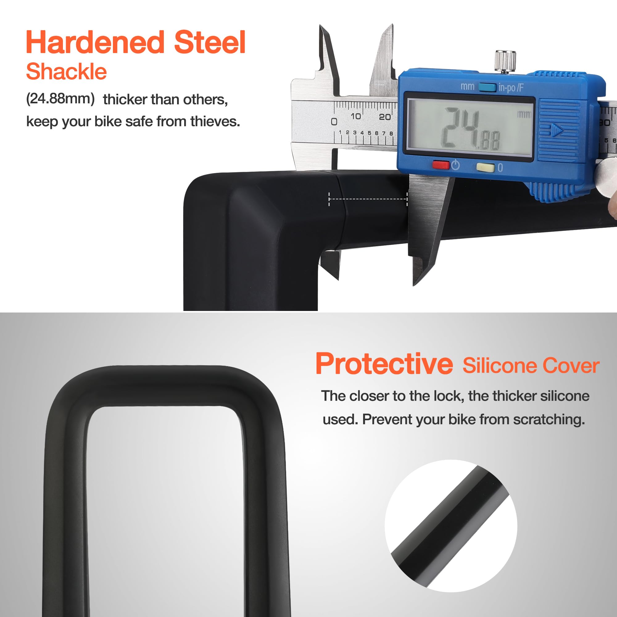 ValueMax Bike Lock, High Security Bike U Lock 17mm, with Sturdy Mounting Bracket and Keys, D Cycling Lock for Bicycles/Motorcycles/Scooters/Collapsible Doors