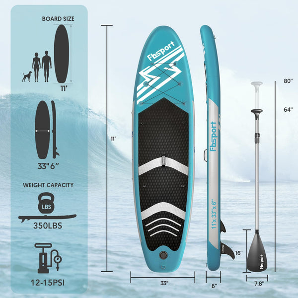FBSPORT Inflatable Stand Up Paddle Boards,SUP Board,6" Thick Stand Up Paddle Boarding,Paddling Board for Youth & Adult,Surfboard,SUP with Adjustable Paddle/Backpack/Pump/Removable Fin