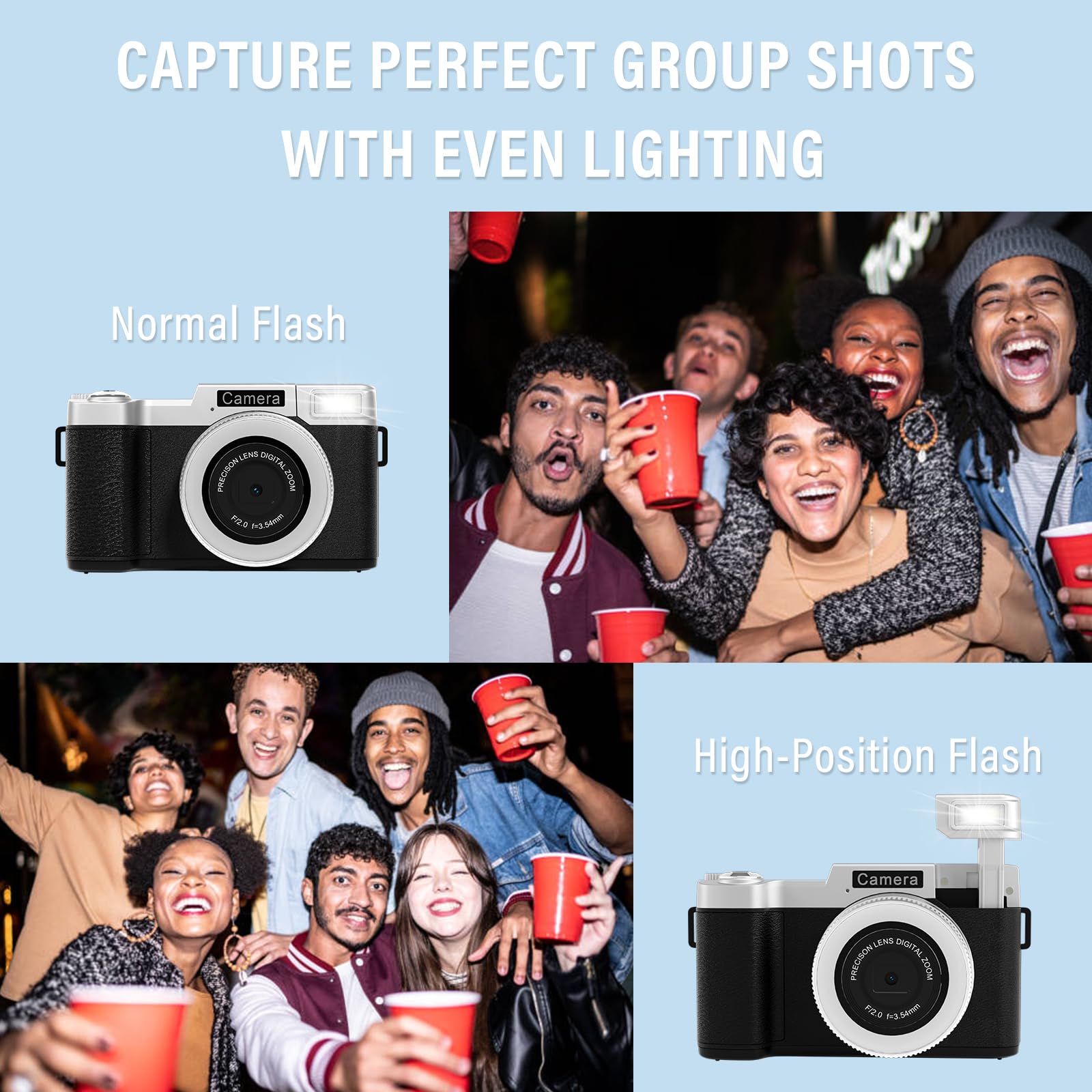 Digital Camera, 64MP 4K Cameras for Photography and Vlogging with Beauty Ring Light, 64GB SD Card, 18X Zoom Autofoucs, 180° Flip Screen Compact Portable Youtube Camera for Beginners Adult Teens