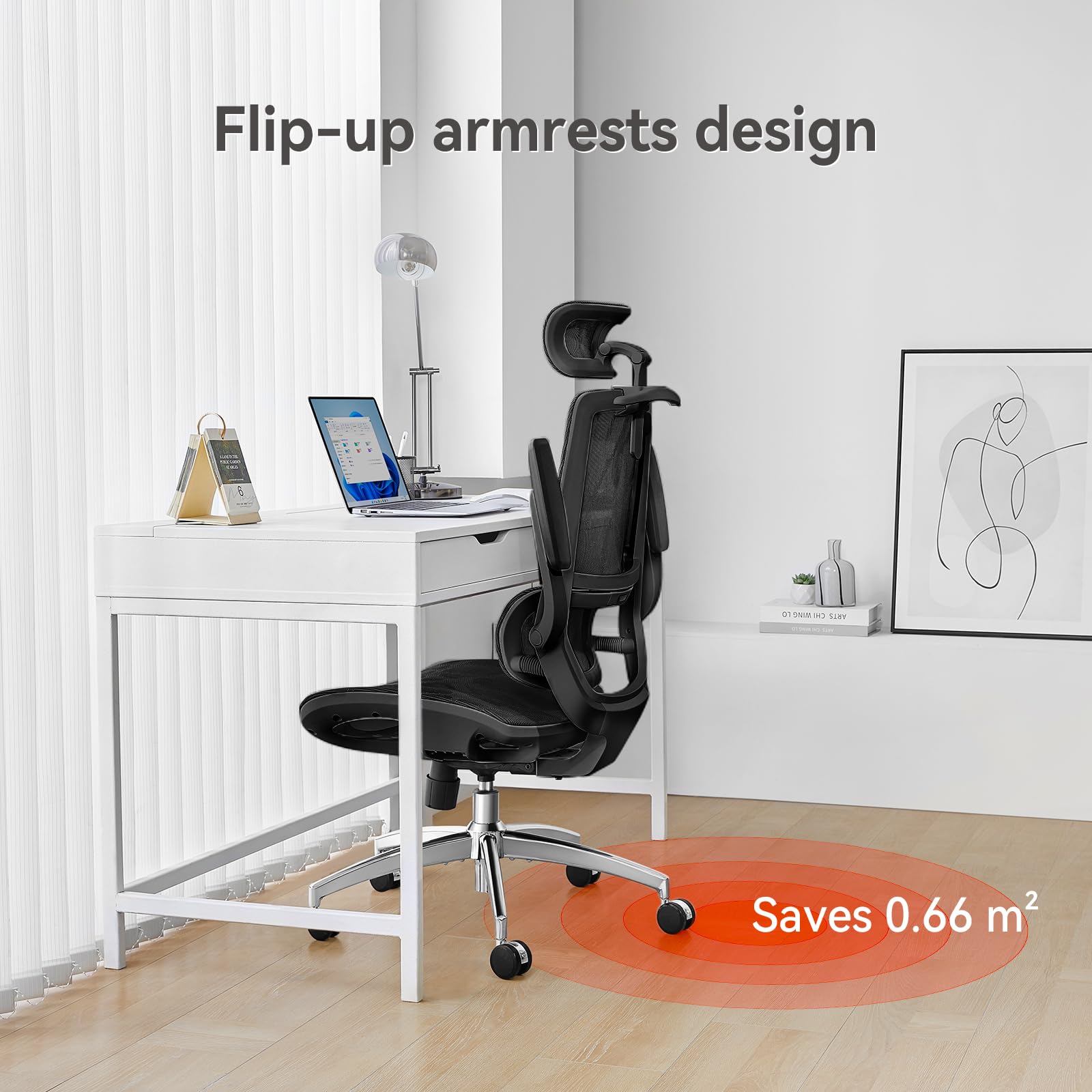 SIHOO M59AS Ergonomic Office Chair, Desk Chair with 3D Coordinated Flip-up Armrests, Computer Chair with Dual Back Design and Adaptive Dynamic Lumbar