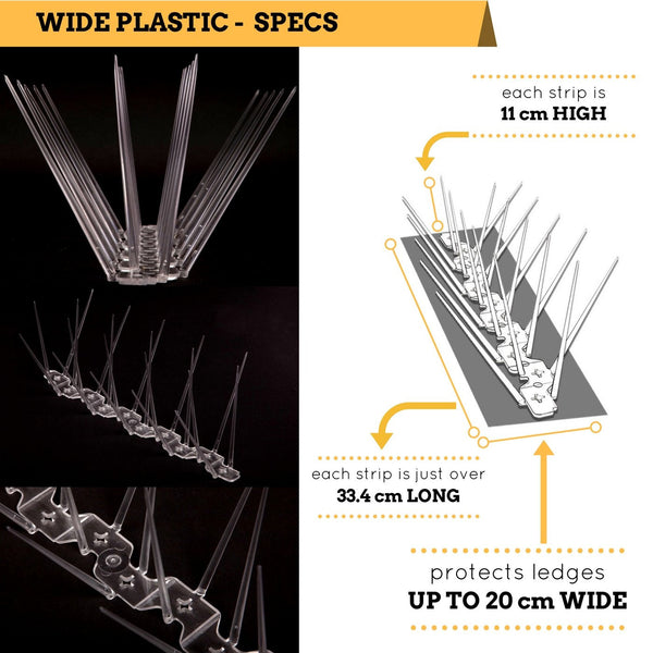 Defender Bird Spikes | Wide Plastic | Glue | Guide | 15 Metre | Various Size Packs