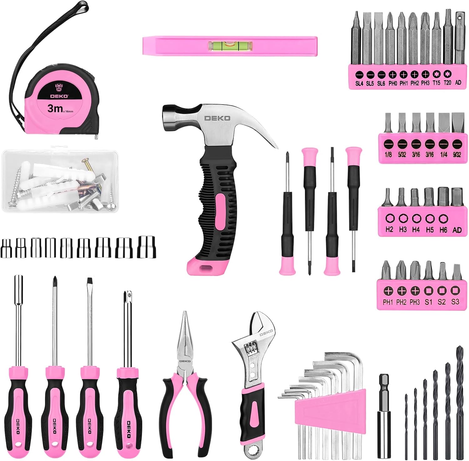 Tool Kit: DEKO Drill Set with Cordless Drill, Tool Kit Set Box, DIY Hand Tools for Men and Home, with 8V Electric Drills Blue,126 Pieces