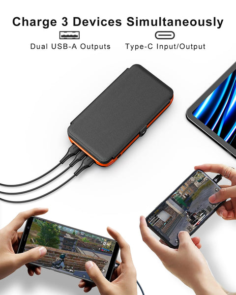 Paloceru Solar Power Bank 26800mAh - Portable Solar Charger with 4 Foldable Panels – PD QC 3.0 Fast Charging Battery Bank with USB C Output/Input - Outdoor Battery Pack with Flashlight for Camping