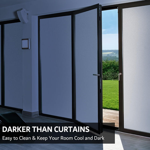 FEOMOS White Blackout Window Film 100% Light Blocking, Static Window Clings Privacy Total Blackout Window Coverings Room Darkening Easy Removal 60cm x