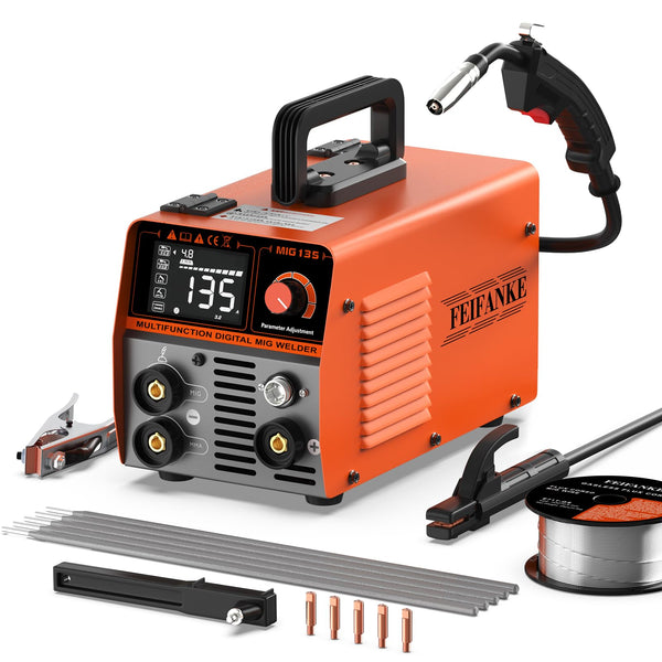 FEIFANKE MIG Welders 240V 250A 6 in 1 Without Gas MIG/Gas MIG/MMA/Lift TIG/Spot Welding/Single Pulse MIG Welding Machine IGBT Inverter Gasless MIG Welders with Fast Wire Feed Gas Test