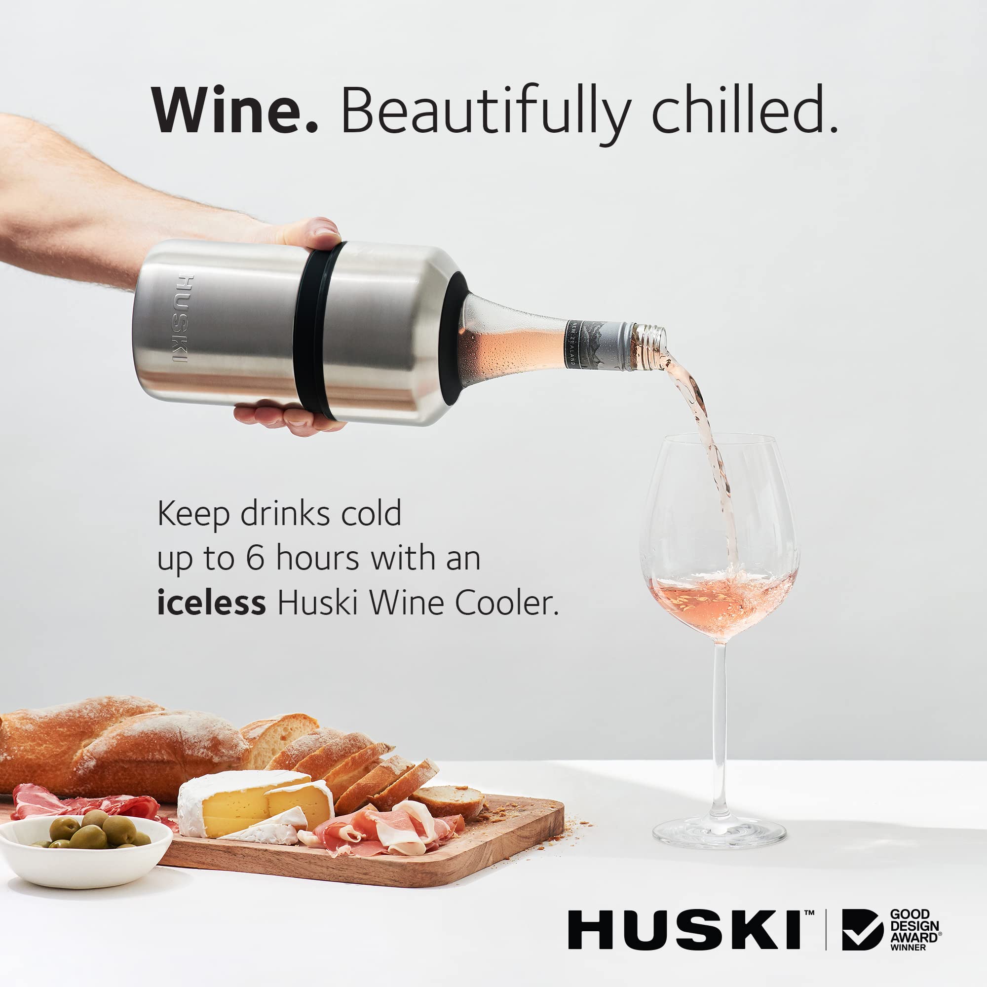 Huski Wine Cooler | Award Winning Iceless Design | Keeps Wine Cold up to 6 Hours | Wine Accessory | Next Generation Ice Bucket | Fits Some Champagne