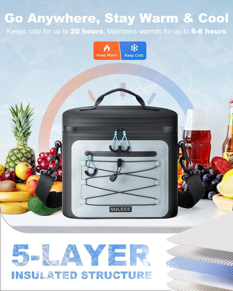 YULEEE 7/15/20L Insulated Cooler Bag - Large Multi-Functional Picnic Lunch Bag for Men & Women,Waterproof Leakproof Perfect for Beach, Family,Travel, Camping, Work,BBQ,and Outdoor Activities