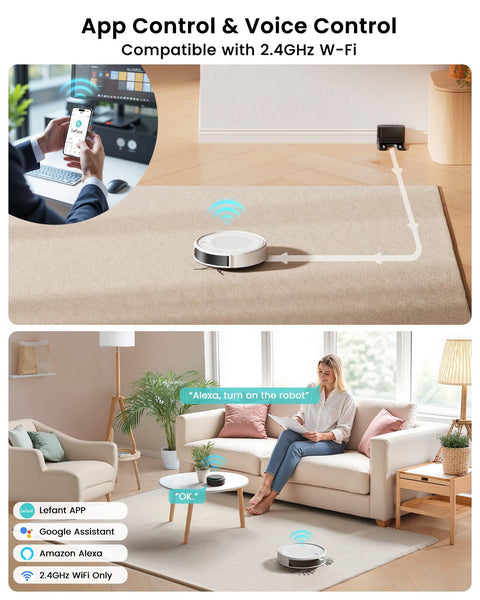 Lefant M210 Robot Vacuum Cleaner, 2200Pa Strong Suction, 7.8cm Thin 28cm DIA, Automatic Self-Charging Small Robotic Vacuums, Wi-Fi/App/Alexa Control, Ideal for Pet Hair Hard Floor and Carpet