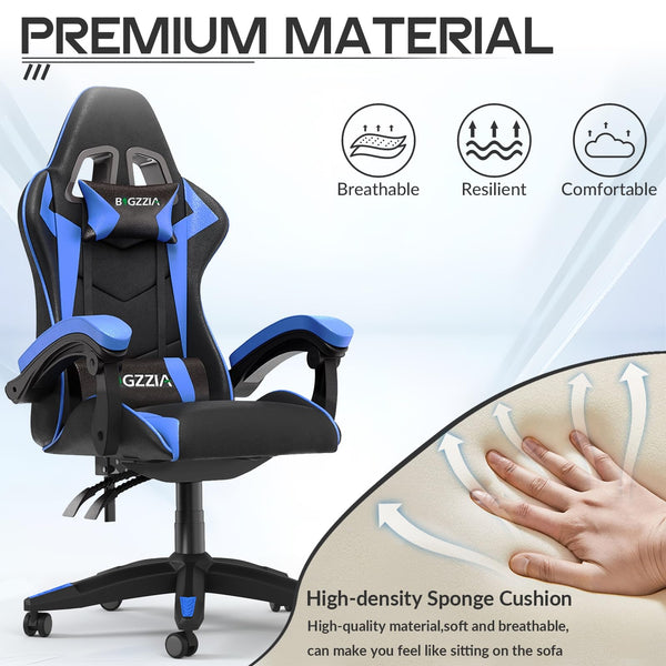 Gaming Chair, Ergonomic Gaming Chair with Heated Seat, Height Adjustable Reclining Video Game Chair with Headrest and Lumbar Support, Big and Tall Gaming Chair for Adults (Basics, Black/Grey)