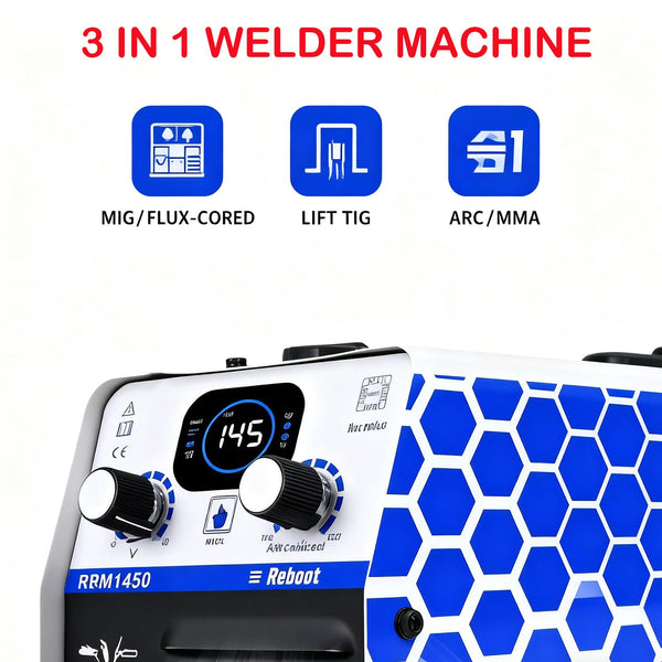 Reboot Arc Stick/MMA 2 in 1 Welder,160Amp 220V Portable Mini Welding Machine IGBT Digital Display LCD Hot Start Arc Force Anti-Stick for DIY Enthusiasts & Professionals