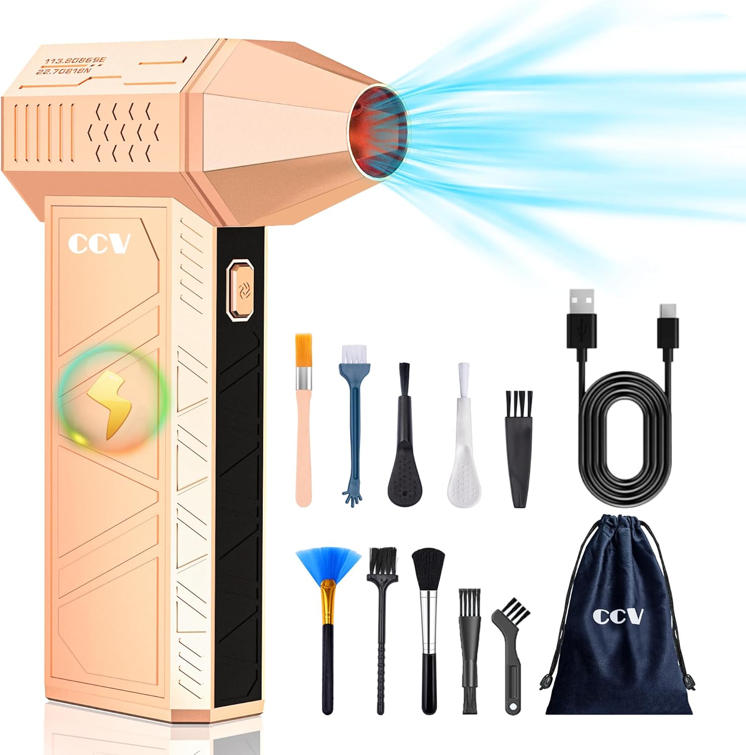 Compressed Air Duster - 150000RPM Electric Air Duster for Cleaning Keyboard&PC 3 Gears Adjustable Rechargeable Cordless Jet Dry Blower Air Blower for Car and Home (F33-Black-UK)