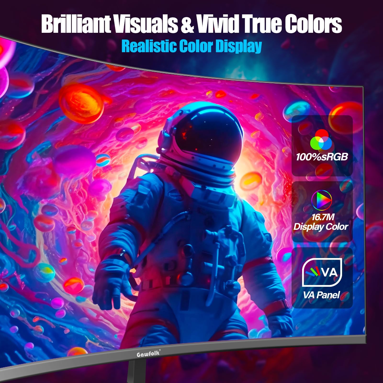 Curved Monitor 27 Inch 100Hz, PC Gaming Monitor with Speakers, AMD FreeSync Full HD 1080p Ultra-Thin Zero Frame Display for Home Office Business