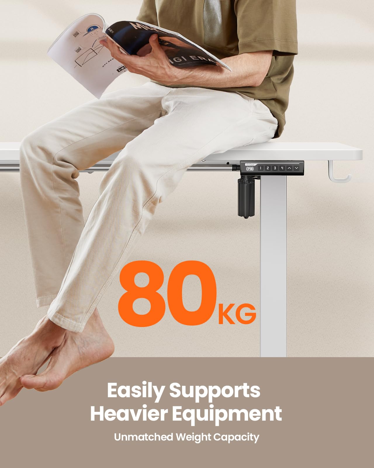 ErGear Electric Standing Desk Height Adjustable 160 x 80cm, Sit Stand Desk with 4 Memory Smart Pannel, Home Office Desk with Splice Board