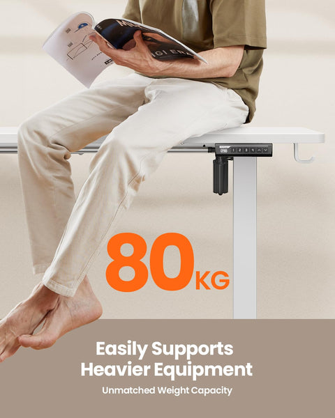 ErGear Electric Standing Desk Height Adjustable 160 x 80cm, Sit Stand Desk with 4 Memory Smart Pannel, Home Office Desk with Splice Board