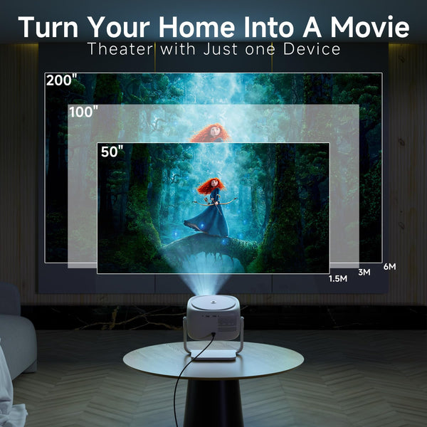 [360°Adjustable Stand] Mini Projector with WiFi and Bluetooth: Electric Focus & Auto Keystone 1080p Supported, 15000L,Phone Projector - 2025 Upgraded Visulapex Portable Home Theater