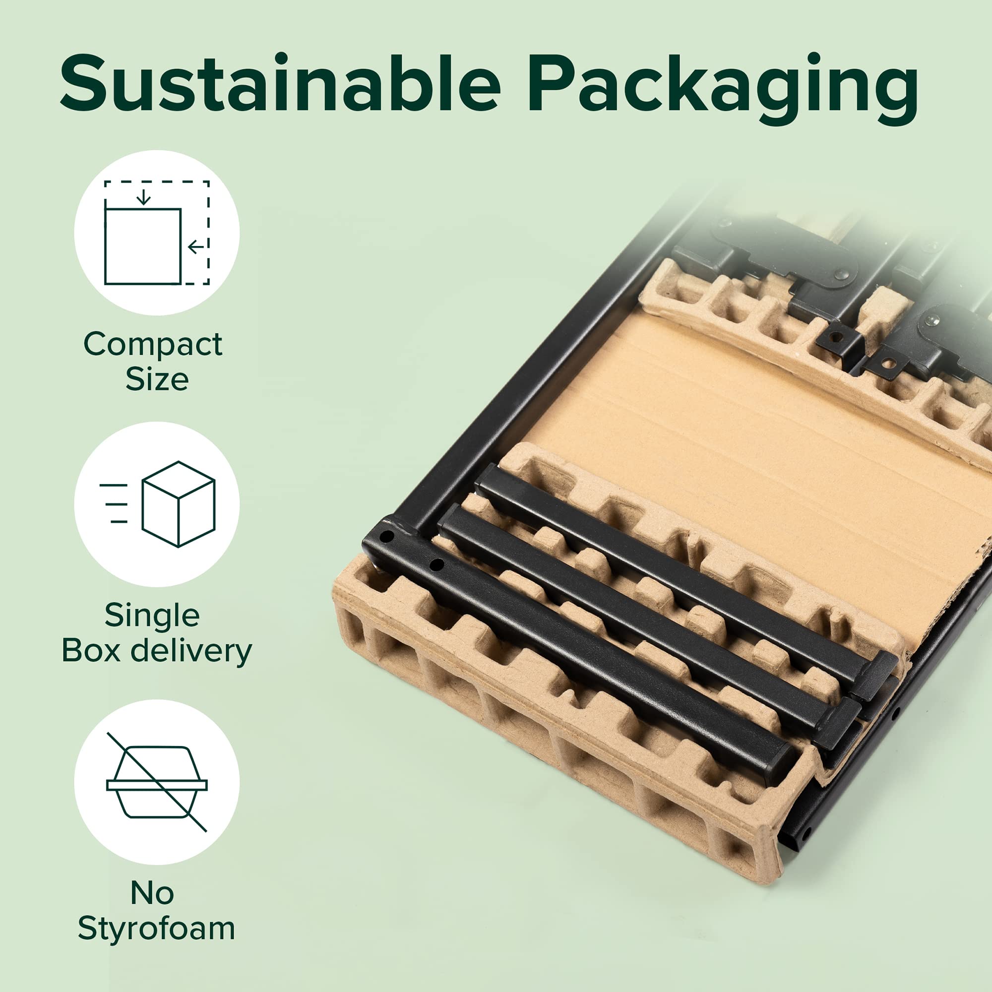 Zinus Figari Double Bed frame - Bed 135x190 cm - 31 cm Height with Underbed storage - Sustainable Bamboo and Metal Platform Bed frame with Slatted Headboard - Brown and Black