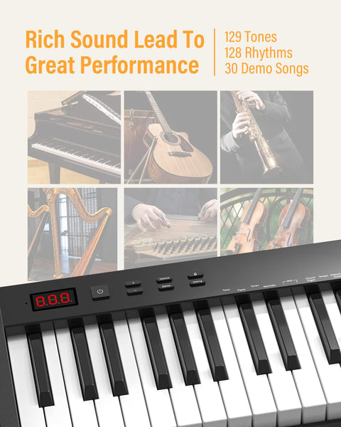 OYAYO 88 Key Digital Piano Full Size Semi-Weighted Keys, Complete Bundle Includes Double X Stand, Travel Bag, Touch Sensitivity Portable Keyboard for Beginners and Musicians on the Road
