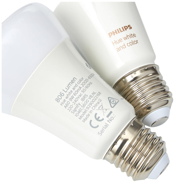 Philips Hue White & Color Ambiance Starter Set of 2 Lamps, Plastic, 19 W, White