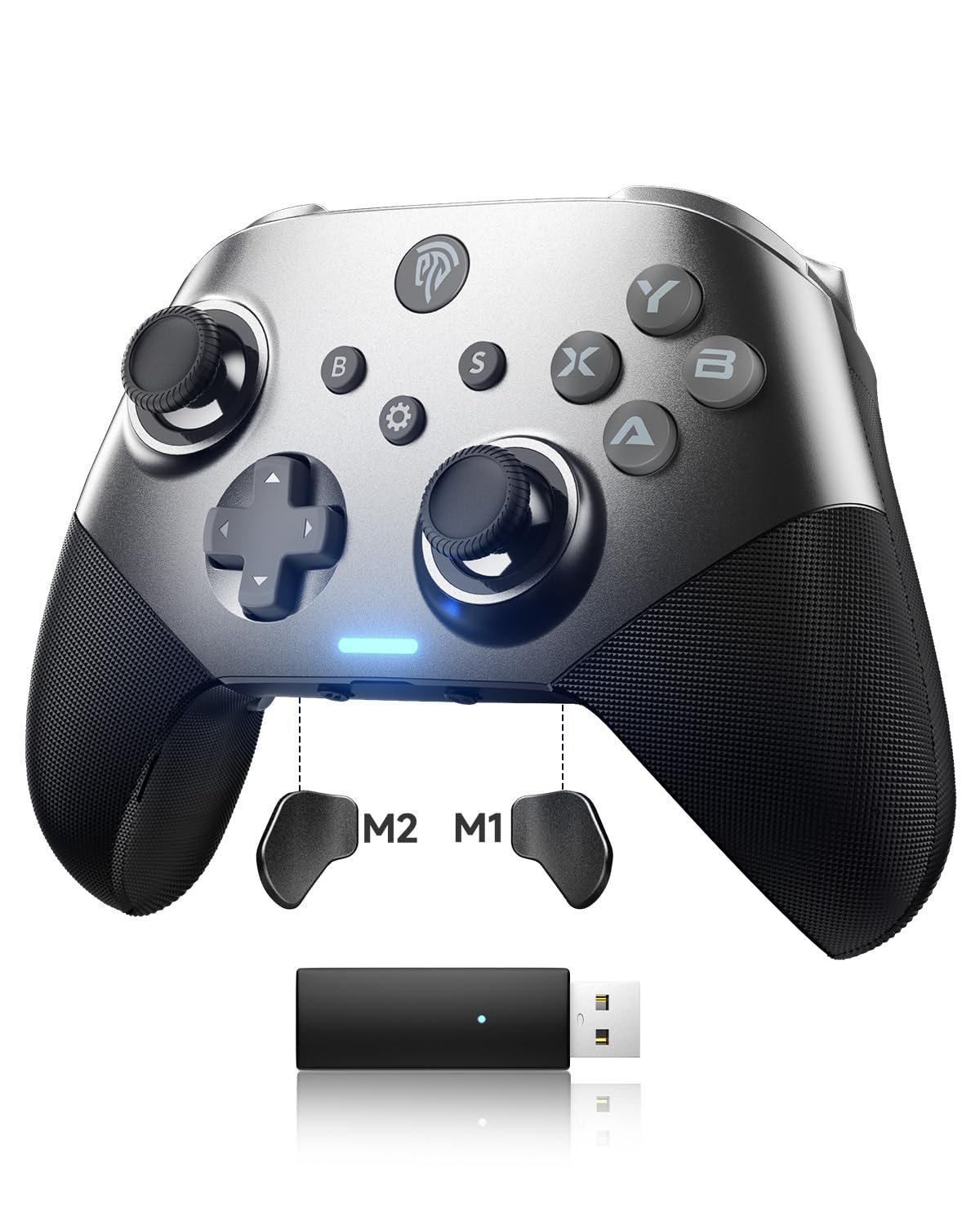 EasySMX Wireless Controller PC, X10 Bluetooth Game Controller Gaming Gamepad Joystick PC Windows Android TV ios Switch, Replacable Faceplate/Hall Effect Joysticks&Triggers,mechanical,40 Hours