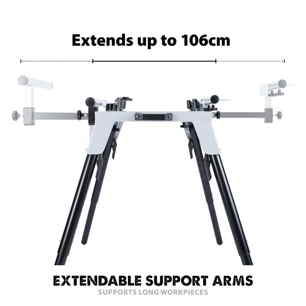 Evolution Power Tools EVOMS1 Mitre Saw Stand, Universal Compact Folding with Extending Support Arms, Fits Evolution, Makita, DeWalt, Bosch, Ryobi, Einhell and Metabo, Supports 150kg Weight & 3m Length