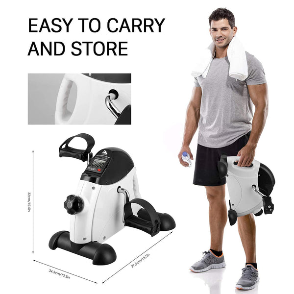 EVOLAND Under Desk Bike Pedal Exerciser Leg Pedal Machine with Handle LCD Display, Sit Down Exercise Equipment for Home and Office Fitness Training,