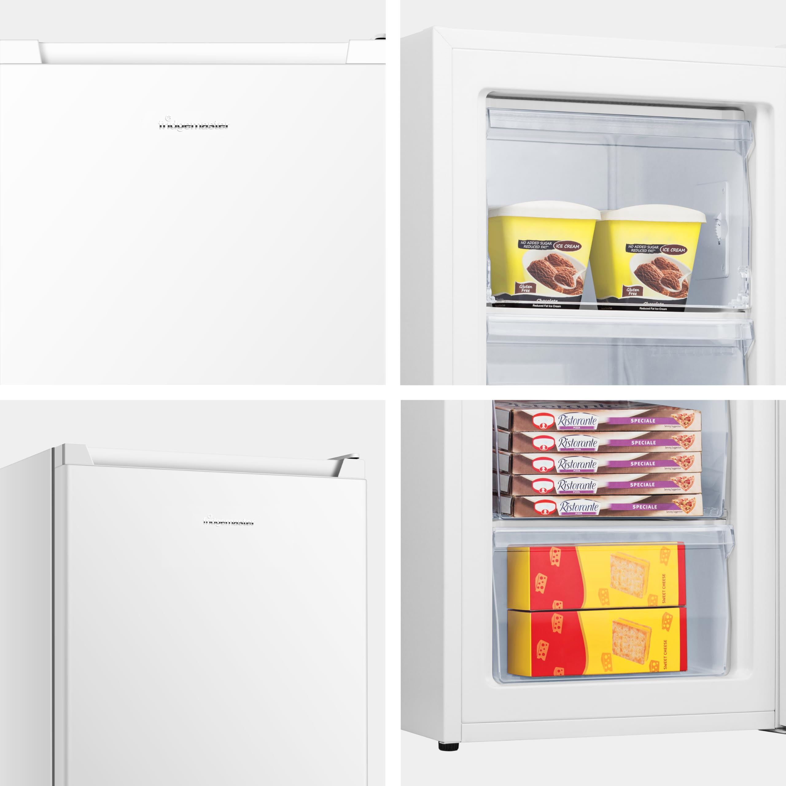 Fridgemaster MUR4545 Small Table Top 45cm Mini Fridge - 45 L - Mechanical Control with Adjustable Thermostat - Reversible Door - 39 dB Low noise - Broad Climate Design - White - E Rated