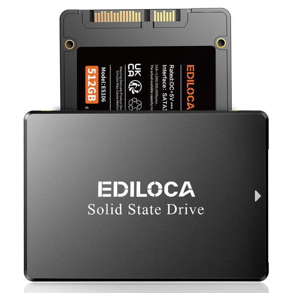 Ediloca 1TB SSD, Internal Solid State Drives, 2.5" SATA SSD 1TB, Up to 550MB/s, 3D NAND TLC, Compatible with Laptop & PC Desktop(ES106 Black)